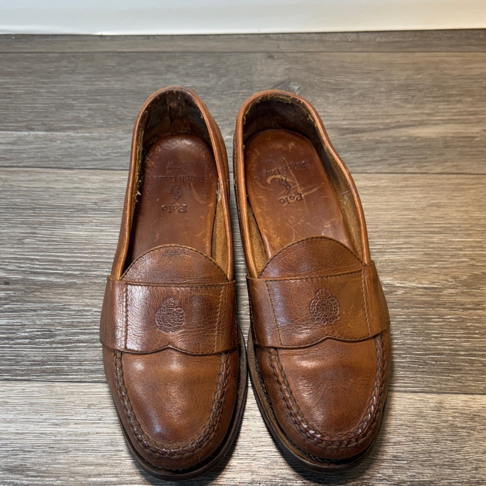 Vintage POLO Ralph Lauren Classic Brown Leather Loafers men’s 9.5 (j160)